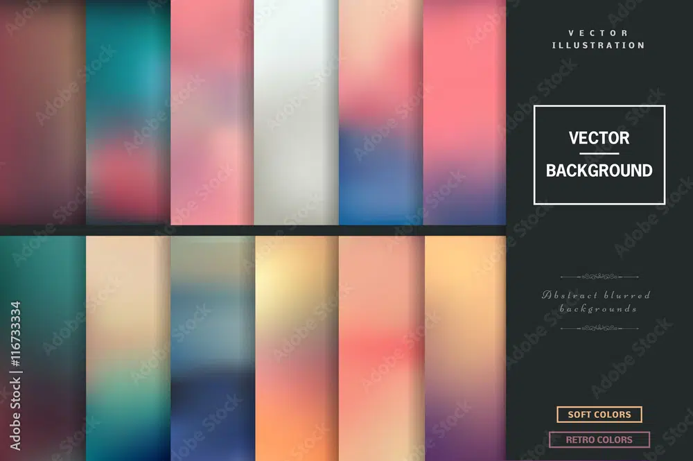 Abstract colorful blurred vector backgrounds (12 Items)