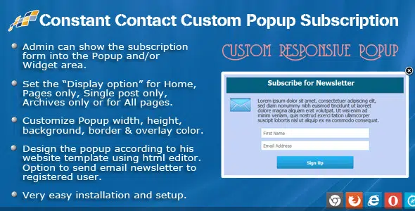 Constant Contact Custom Popup Subscription for WP