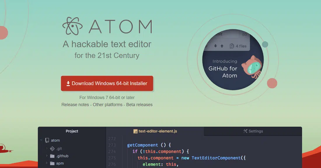 Atom free code editor