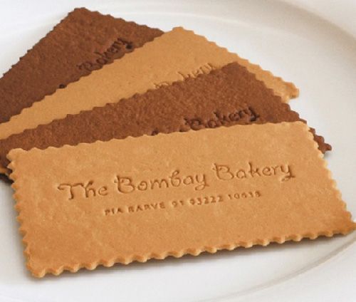 edible business cards for a bakery