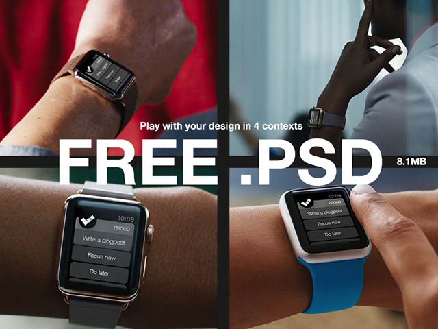 4 Apple Watch mockups PSD
