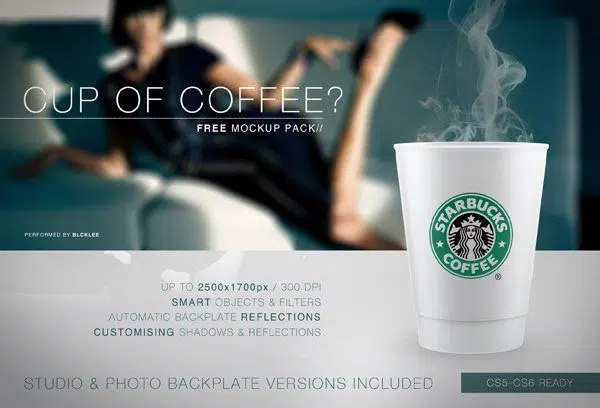 Starbucks Style Coffee Cup PSD Mockup