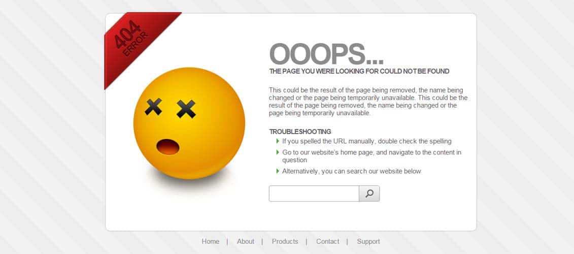 Stylish 404 error page - 5 color schemes