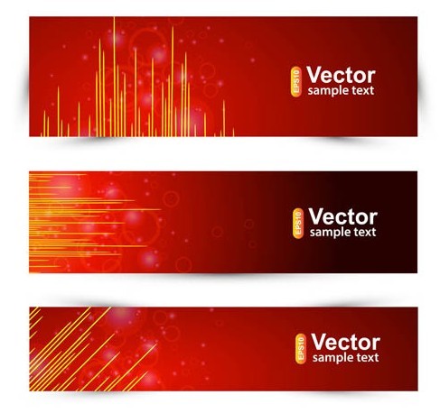Abstract Red Lights Banner Set Vector