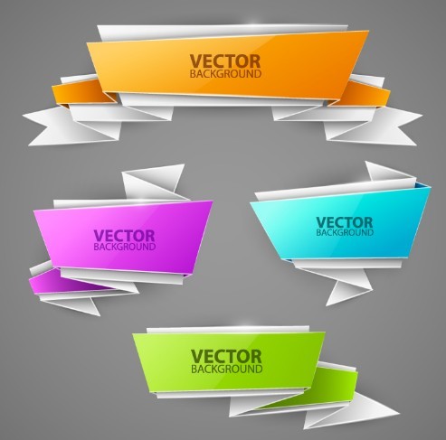 Colorful Abstract Origami Banner Vector Set