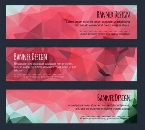 Colorful Low Polygon Banner Design Vector Vol.5