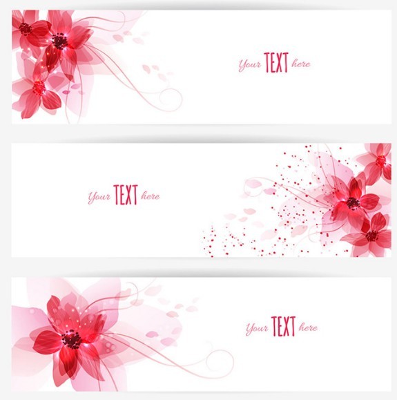 Red Peach Blossom Banner Set Vector