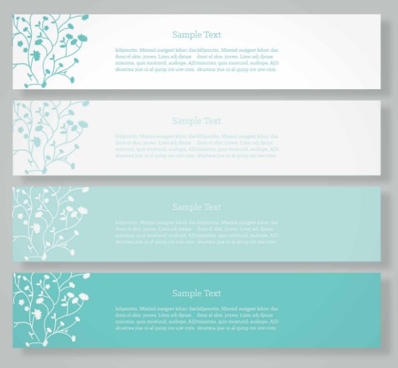 Set Of Fresh Green Floral Banners Vector