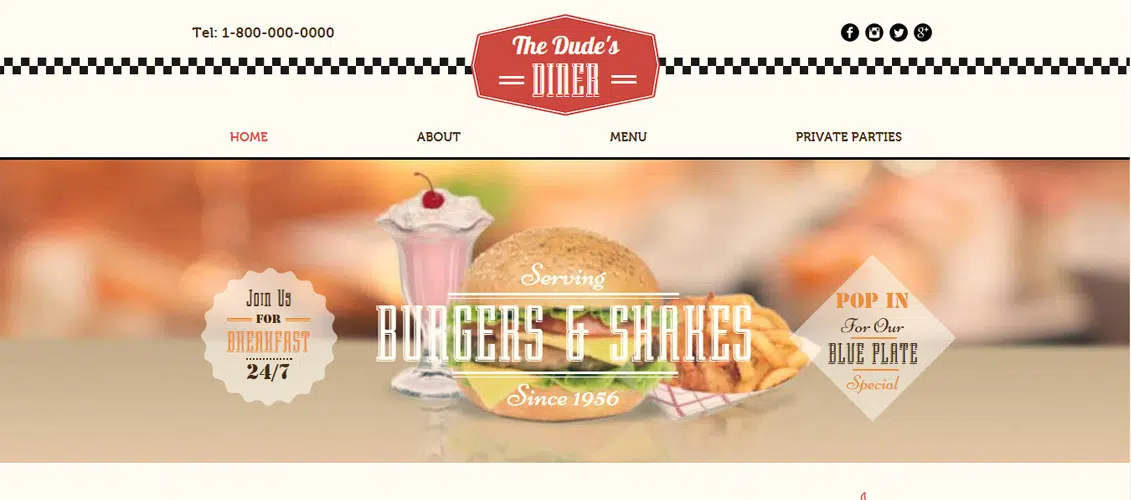 All American Diner Website Template