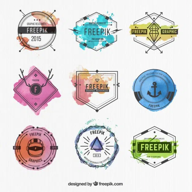 Watercolor badges collection