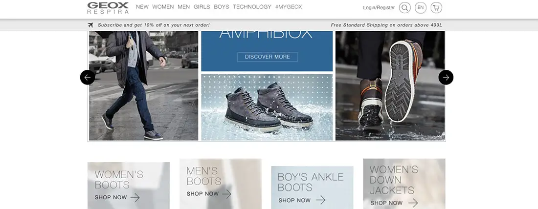 Geox - Shoes and Clothes for Women, Men and Kids Web Design