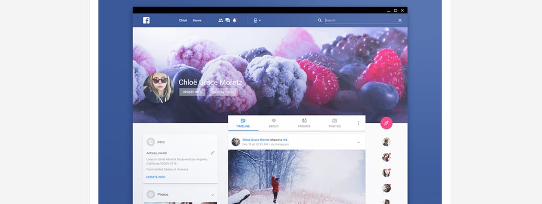 Material Facebook Bro Social Network Designs