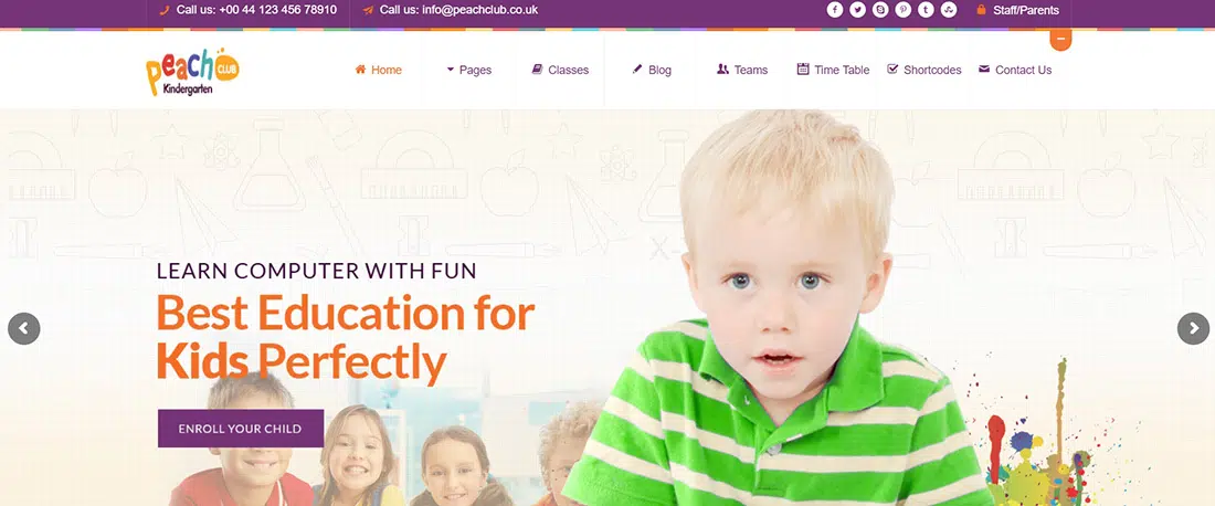 PeachClub Kindergarten ChildCare WordPress Theme