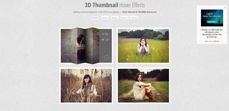 3D thumbnail hover effects