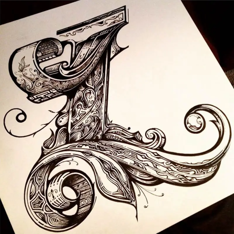 One L letter Vintage Typography Projects