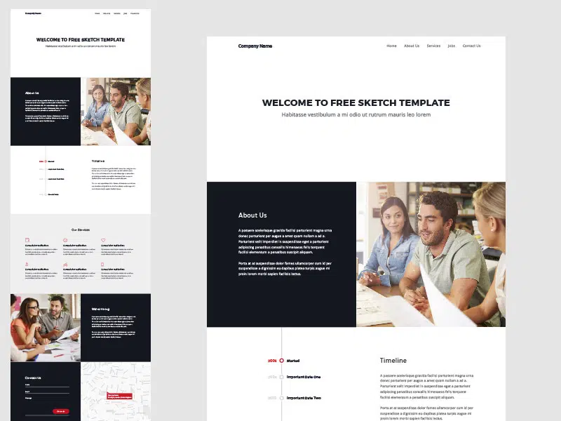 One Page Website Template Sketch Resource
