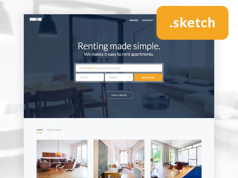 Real Estate Homepage Free Sketch Desktop OS and App Resources