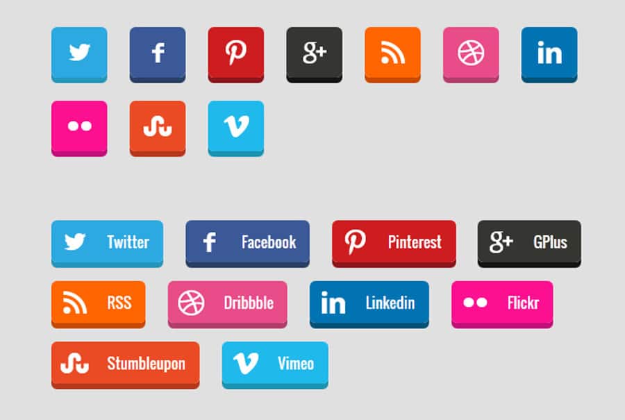 Free CSS3 Social Media Buttons Sets