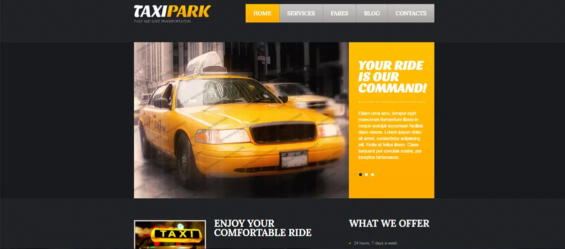 Taxi Park Yellow Website Designs