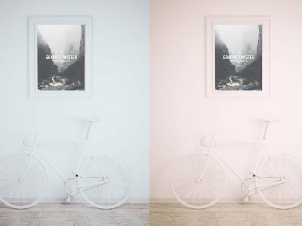17 Framed Picture with Bike Mockup