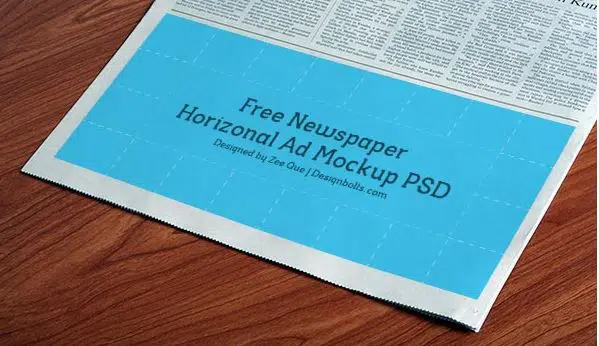 free horizontal newspaper ad mockup psd