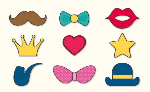 Collection of colored photo booth objects Vector _ Free Download