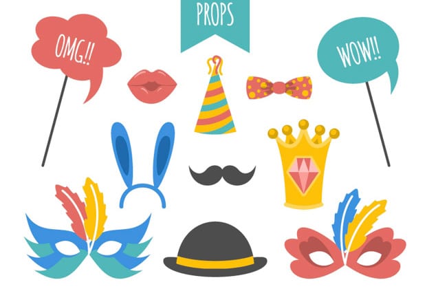 Various party elements for photo booth Vector _ Free Download