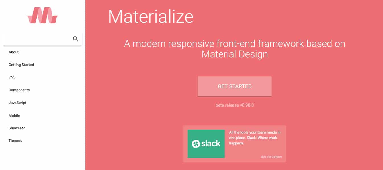 Documentation - Materialize free Material design resources