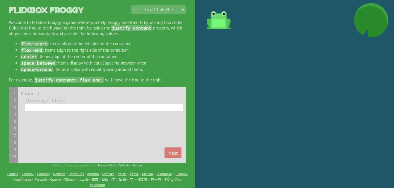 Flexbox-Froggy---A-game-for-learning-CSS-flexbox