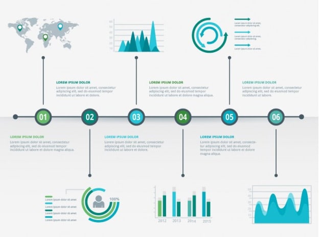 Modern timeline graphic in blue and green tones Vector _ Free Download