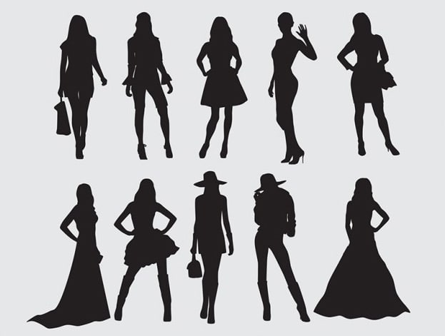 Silhouettes-set-of-models-wearing-stylish-clothes-Vector-_-Free-Download