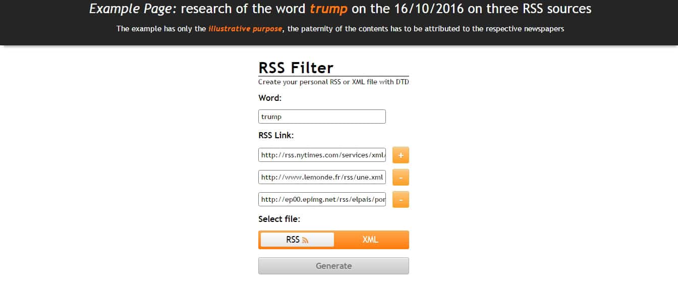 RSS Filter search script