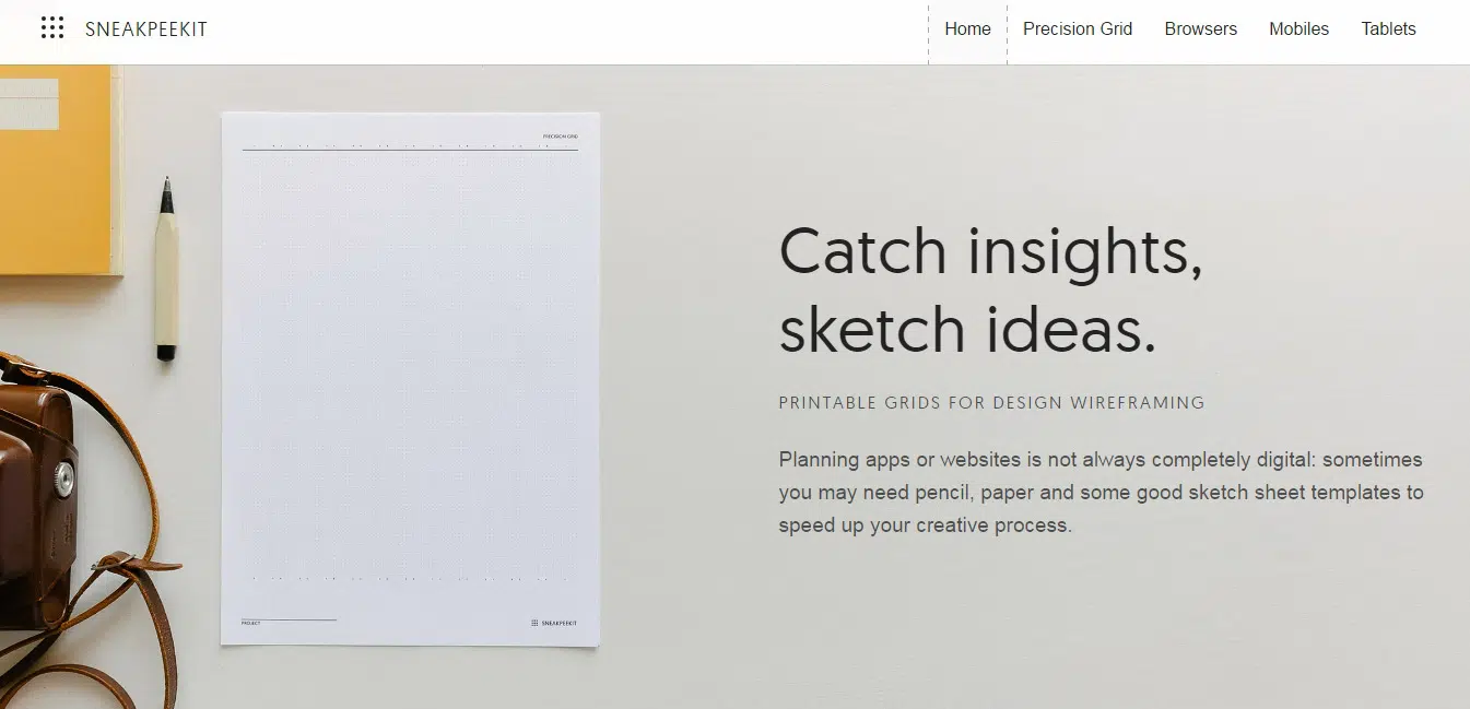 Sneakpeekit - Printable Sketch Sheets for Design Wireframing