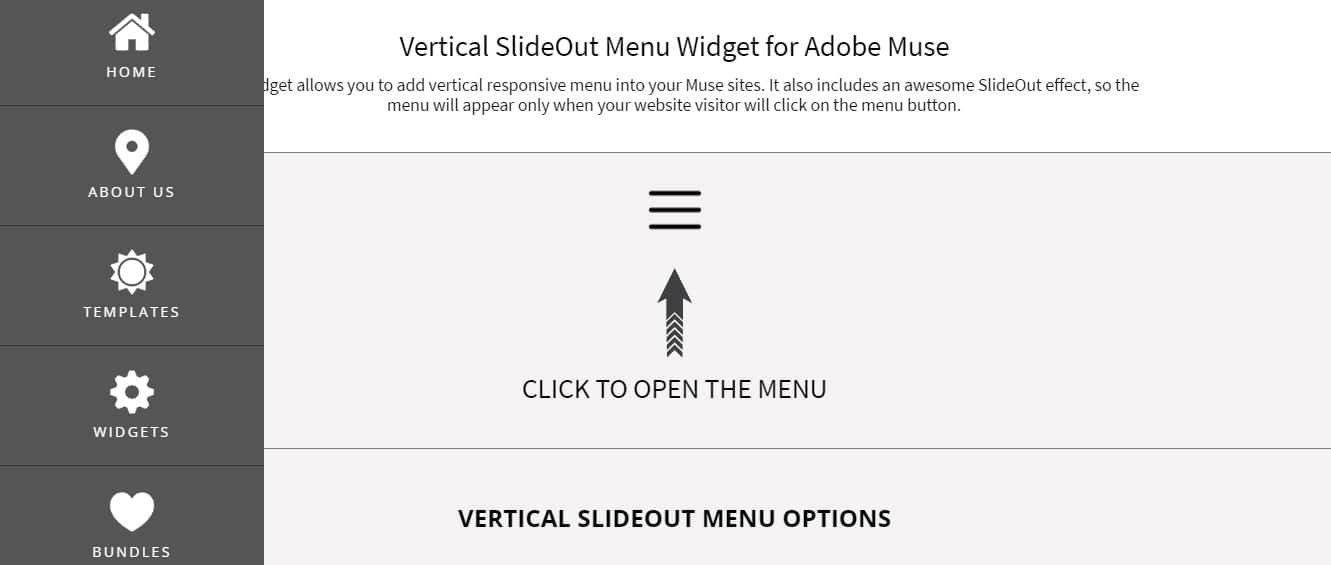Vertical SlideOut Menu Adobe Muse Widgets