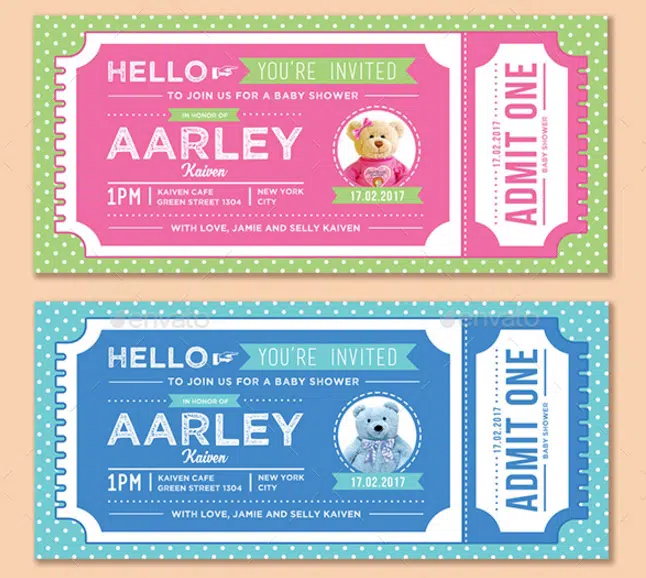 Baby Shower Invitation ticket design