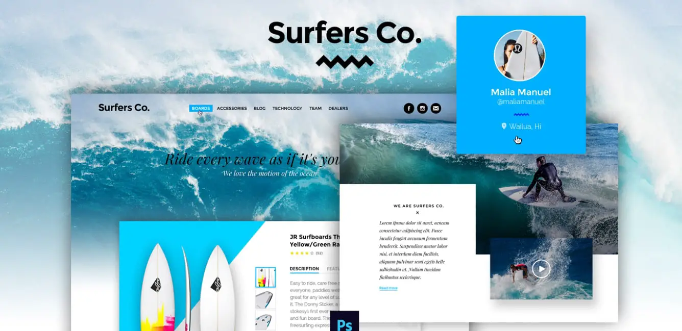 Surf Shop Free Photoshop Website Templates