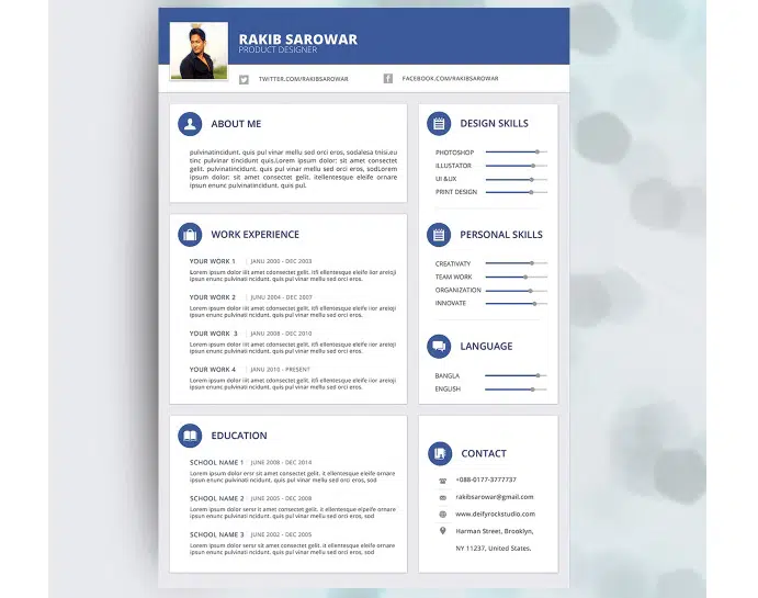 Material Style Resume Template