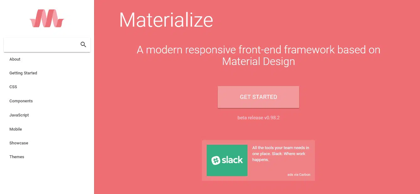 Materialize Material Design Frameworks