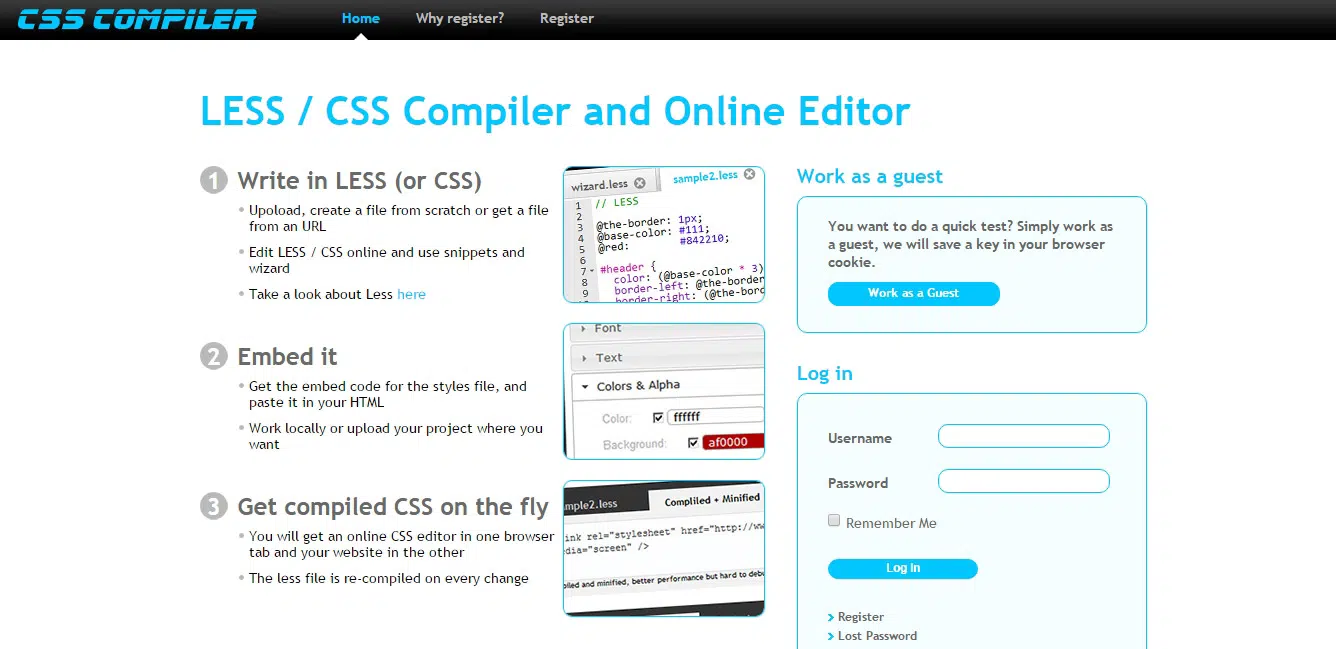 LESS / CSS Compiler and Online Editor