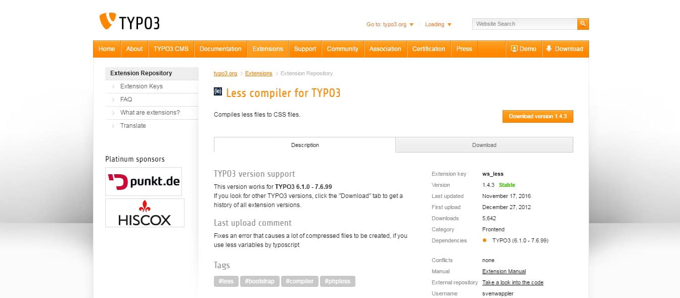 Less compiler for TYPO3