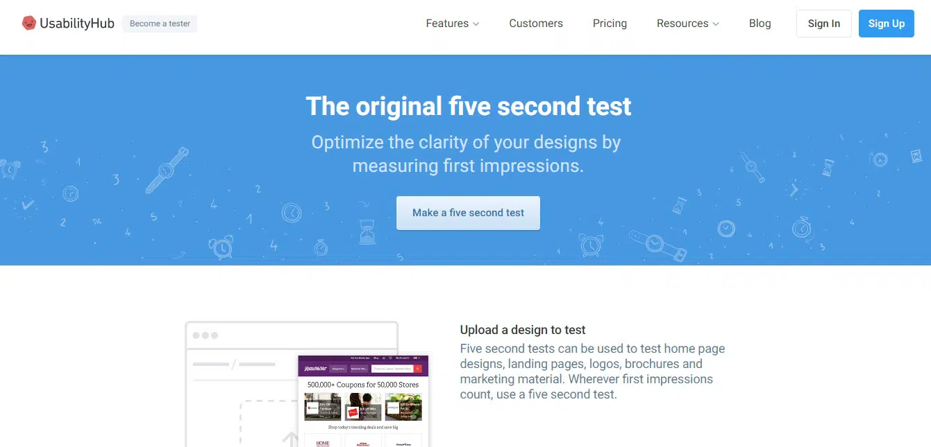 Five Second Test UsabilityHub free UX tools