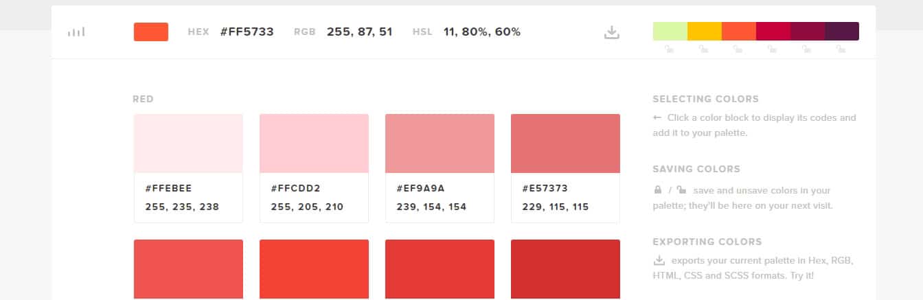 Material Design Color Chart — HTML Color Codes