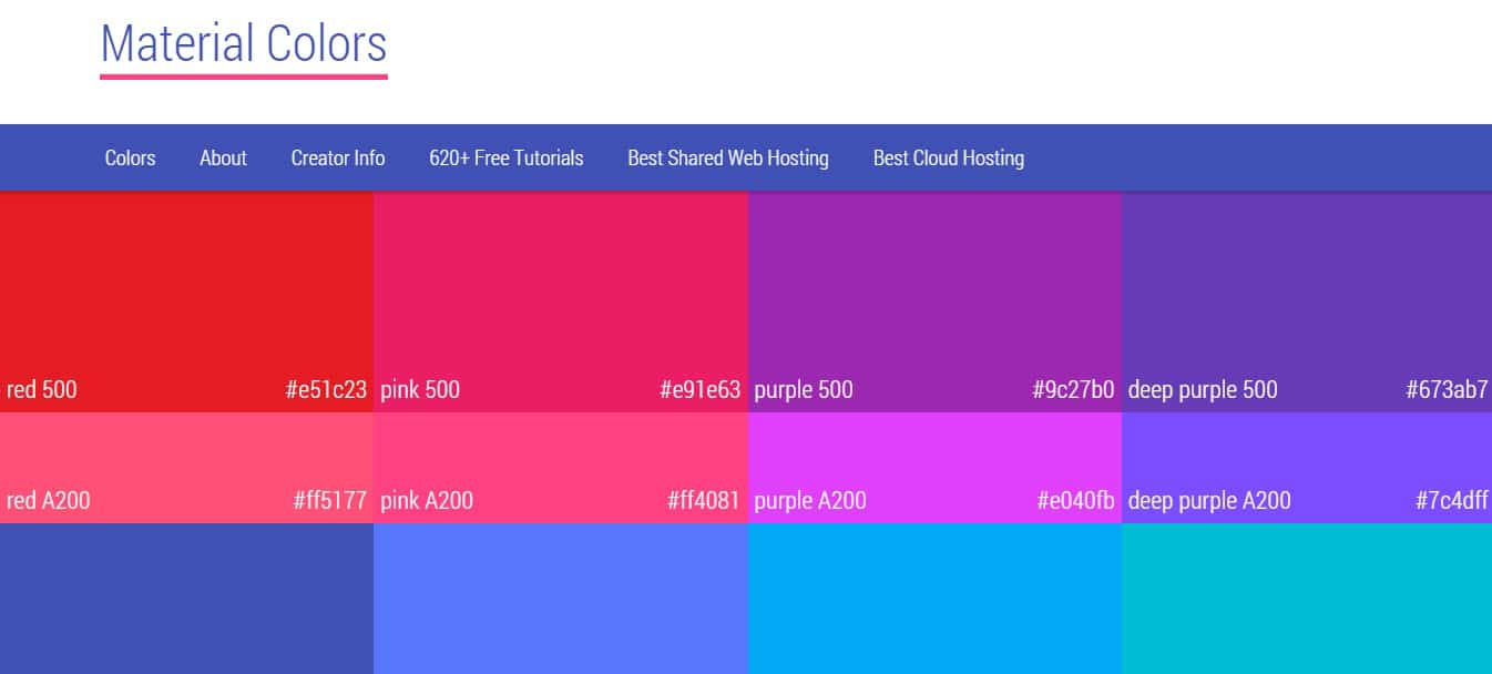 Material Colors - Material Design Color Selection