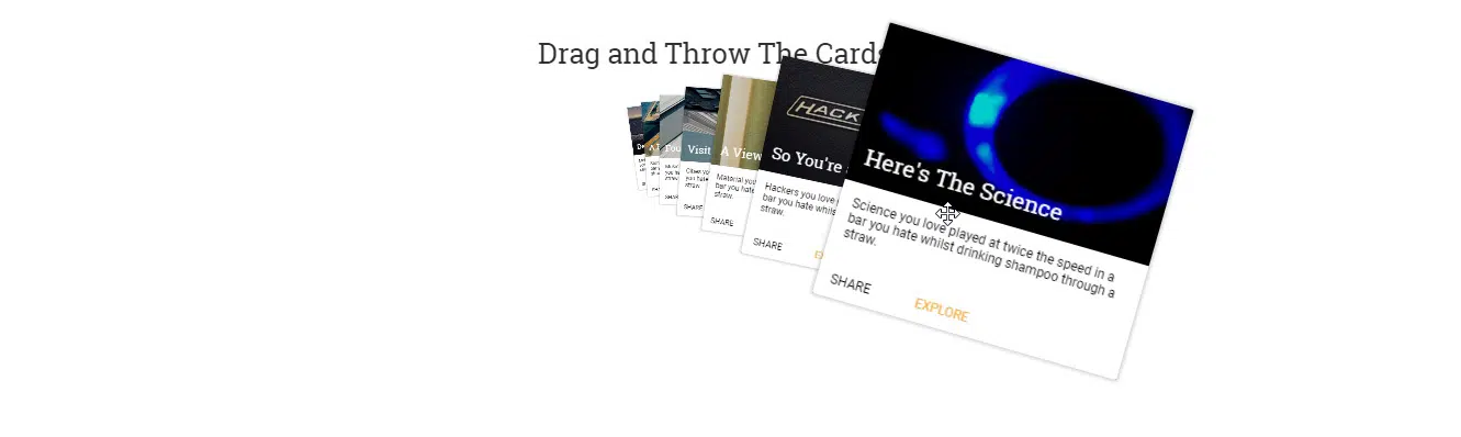“Drag and Throw” Cards