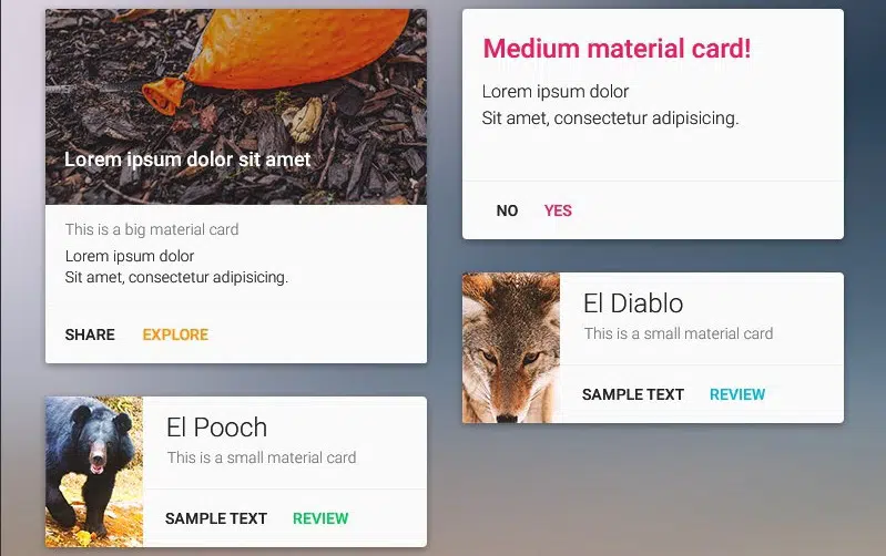 20 Material Design Cards with Demos and Code Snippets
