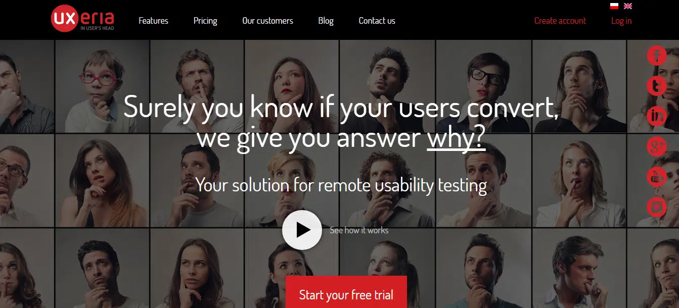 UX Software UXeria - Remote Usability Testing and Marketing Tool