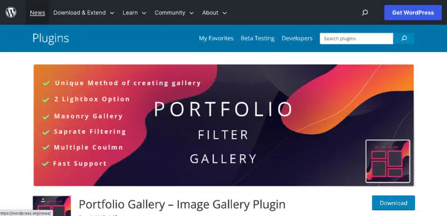 Portfolio Filter Gallery Plugin