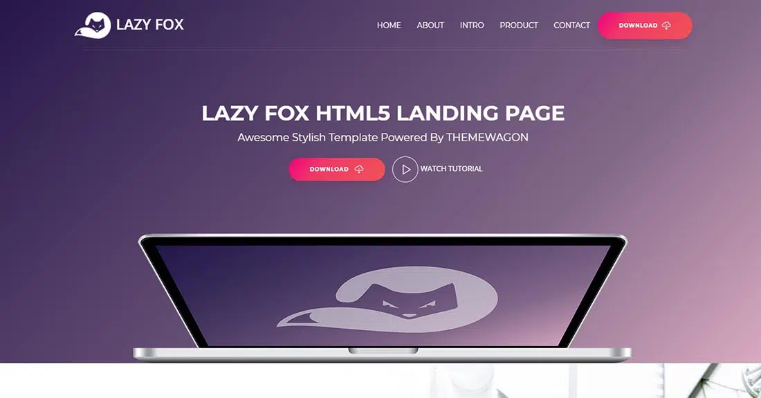 Themewagon Live Demo _ Lazy Fox-Free Bootstrap HTML5 Landing Page Template Open Source Template for Easy Modification