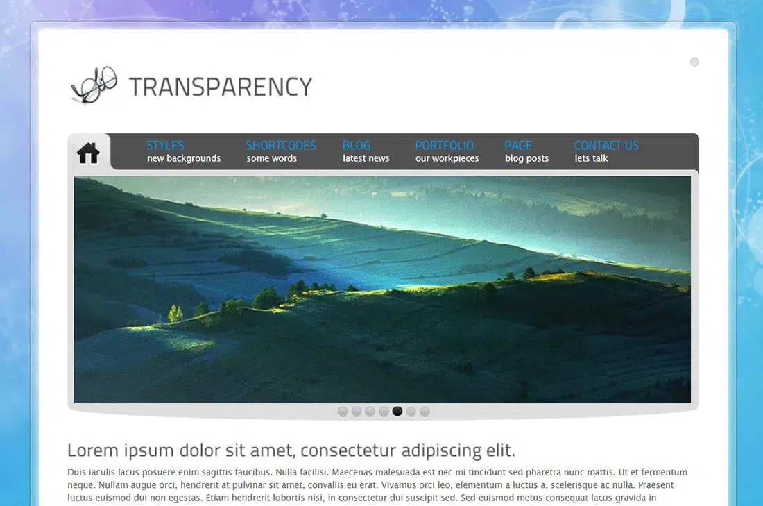 Tranzparency Preview - ThemeForest PHP template for web designers