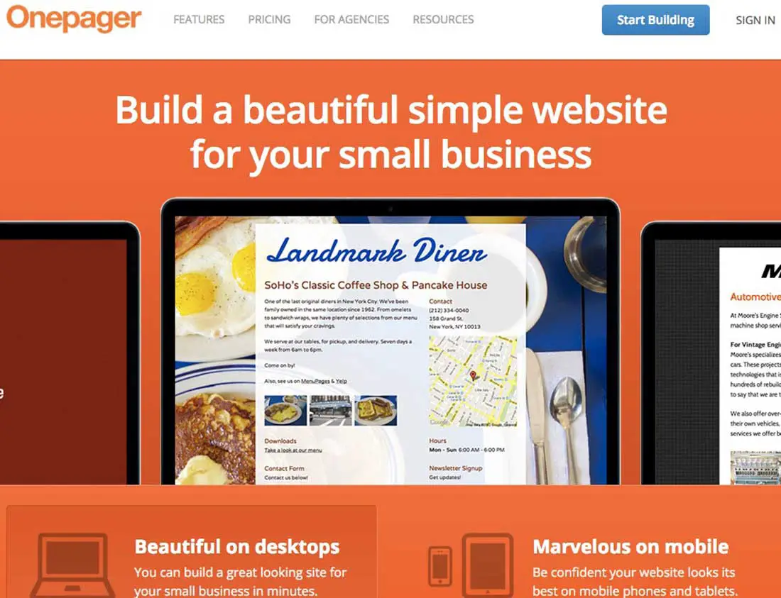 21. Onepager Site Builder